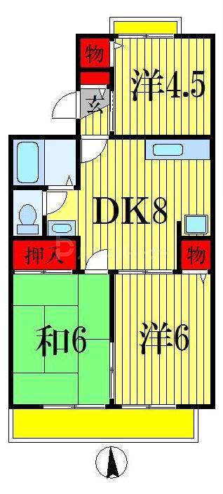 セジュール大柏(3DK/1階)の間取り写真