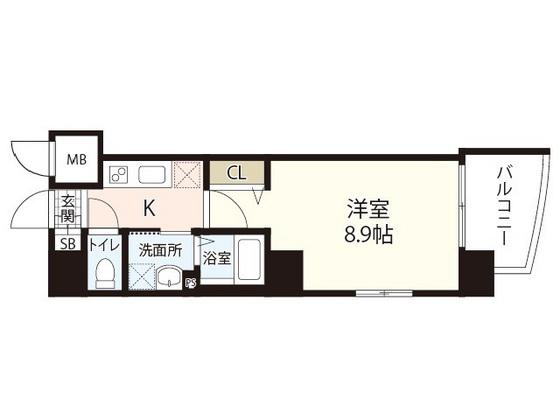 GRACECOURT上八丁堀(1K/4階)の間取り写真