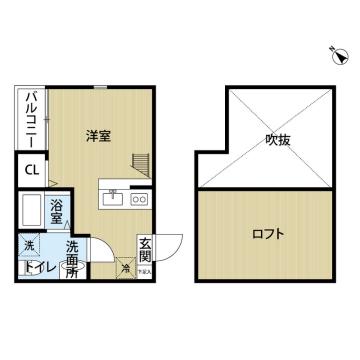 ベレッツァ高宮(ワンルーム/2階)の間取り写真