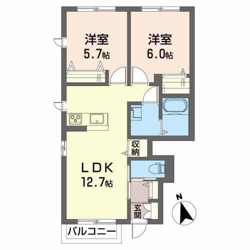 メゾンリーブル A棟(2LDK/1階)の間取り写真