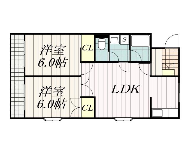 グリーンビラ(2LDK/1階)の間取り写真