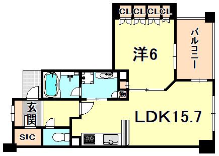 ルネ神戸旧居留地109番館(1LDK/8階)の間取り写真