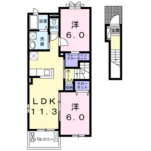 スプリング・ウォーター(2LDK/2階)の間取り写真