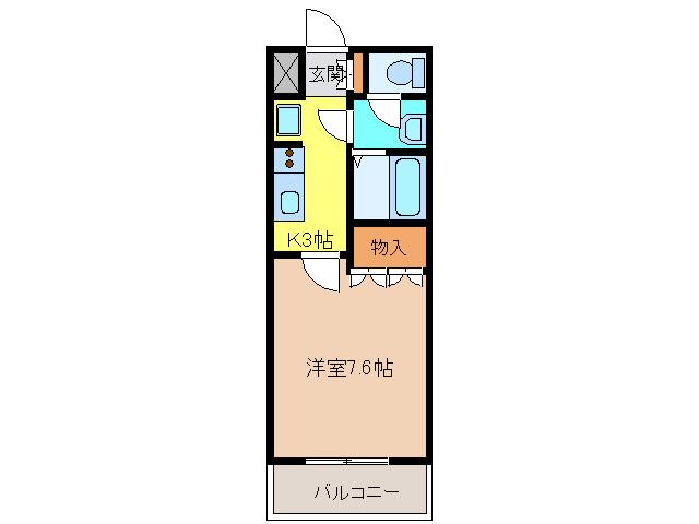 トータスシェル(1K/2階)の間取り写真