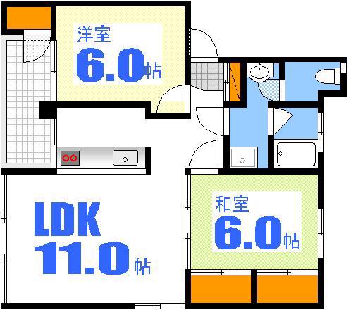 高千穂ビル(2LDK/4階)の間取り写真