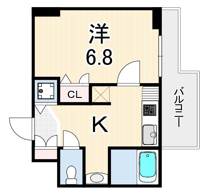 スワンズ神戸三宮イースト(1K/6階)の間取り写真