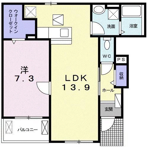 ニシルラッキーキャット(1LDK/1階)の間取り写真
