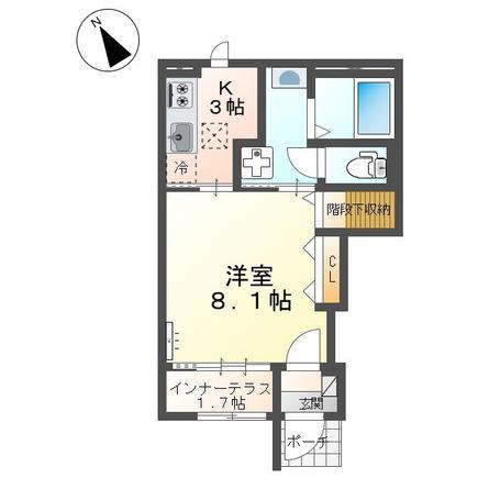 スターテラスII東川口町(1K/1階)の間取り写真
