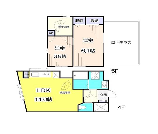 AIFORT.目黒不動前(2LDK/4階)の間取り写真