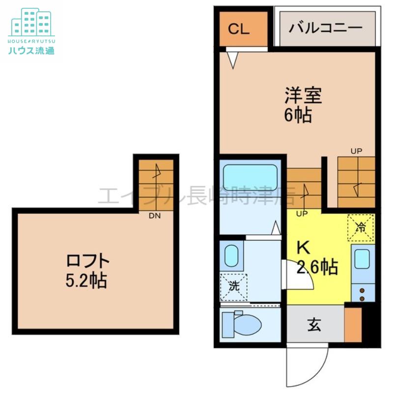 SIGNPOST長崎外大前(1SK/2階)の間取り写真