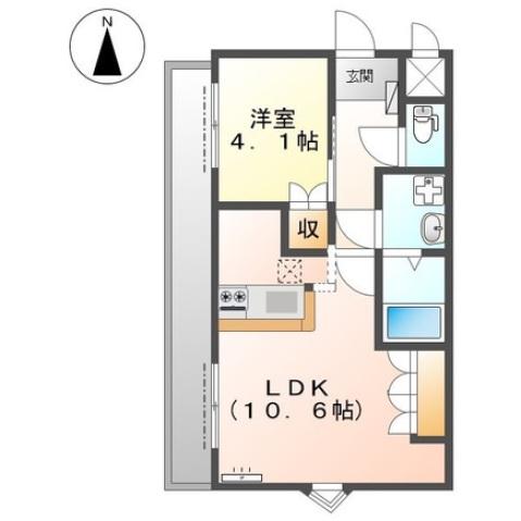 ピアコート木原II(1LDK/1階)の間取り写真
