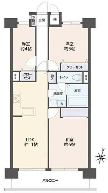 グリーンパーク金町(3LDK/10階)の間取り写真