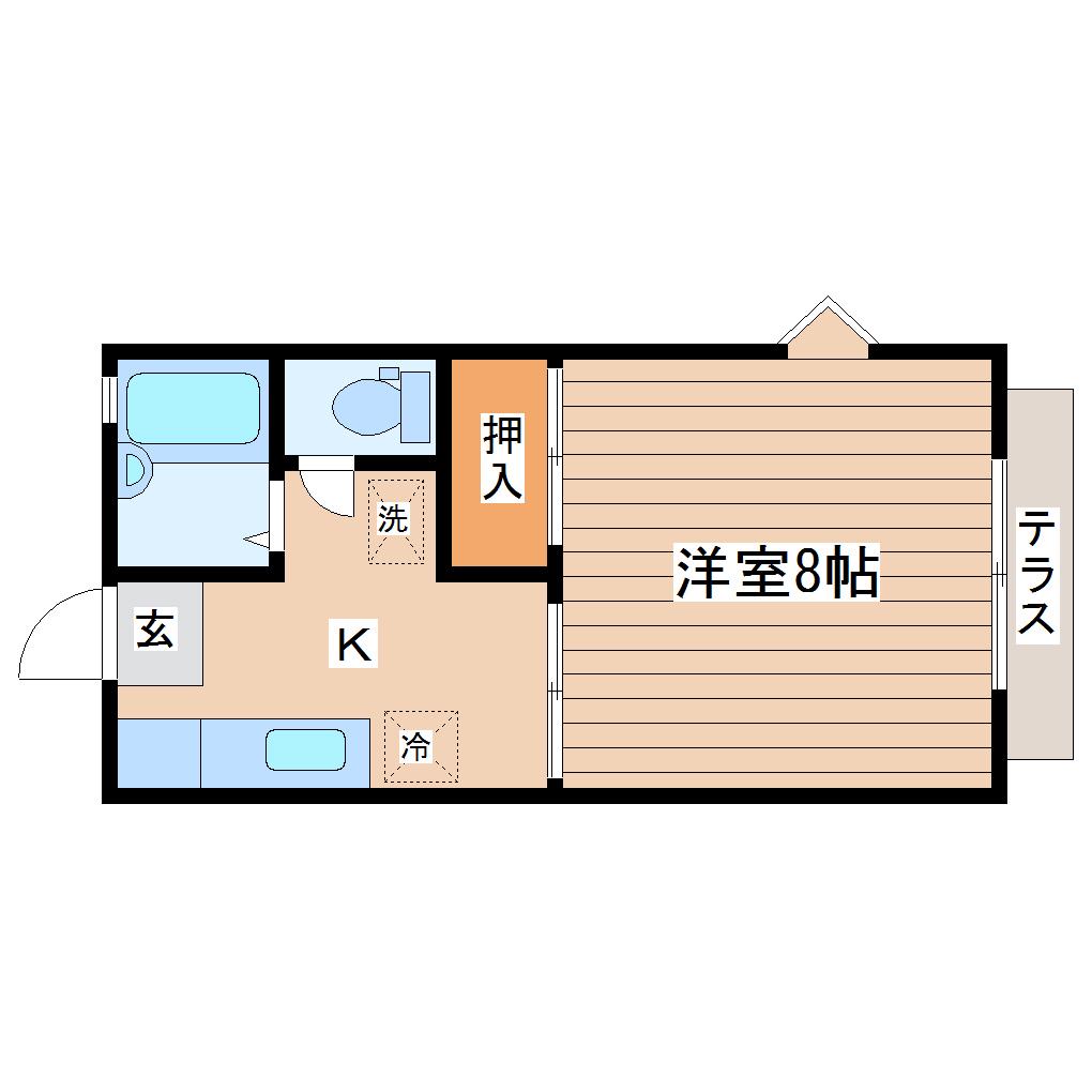 ヘミングウェイA(1K/2階)の間取り写真