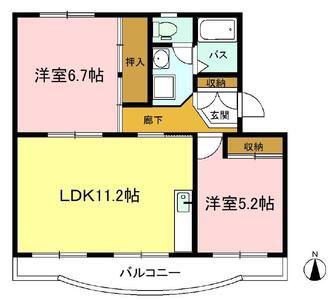 サンハイム(2LDK/2階)の間取り写真