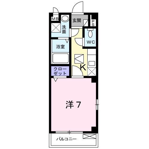 ロングKAKURA(1K/1階)の間取り写真