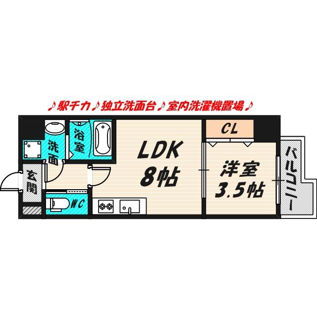 ヴィゴーレ ミヤコジマ(1LDK/6階)の間取り写真