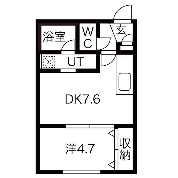 ELLE南麻生(1DK/1階)の間取り写真