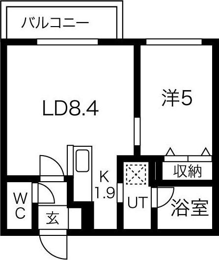 グラシアス円山(1LDK/4階)の間取り写真