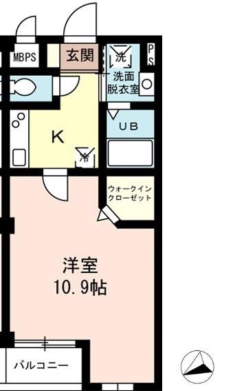 ジュネス(1K/2階)の間取り写真