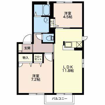 シャーメゾン押野(2LDK/2階)の間取り写真