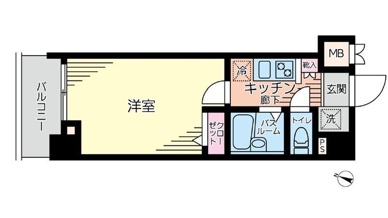 フェニックス横濱井土ヶ谷(1K/7階)の間取り写真