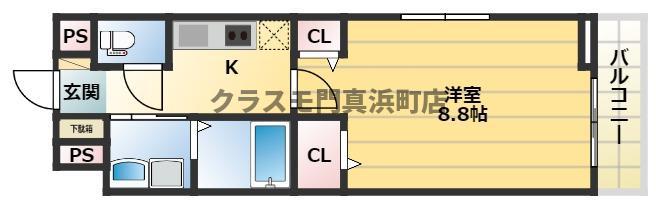 シャトーエレガント(1K/1階)の間取り写真