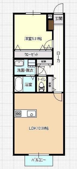 アルカンジュ松島(1LDK/2階)の間取り写真
