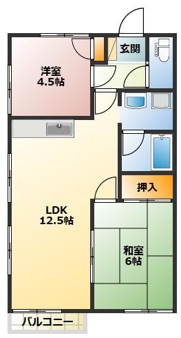 ファミリーコーポ笈川B棟(2LDK/2階)の間取り写真