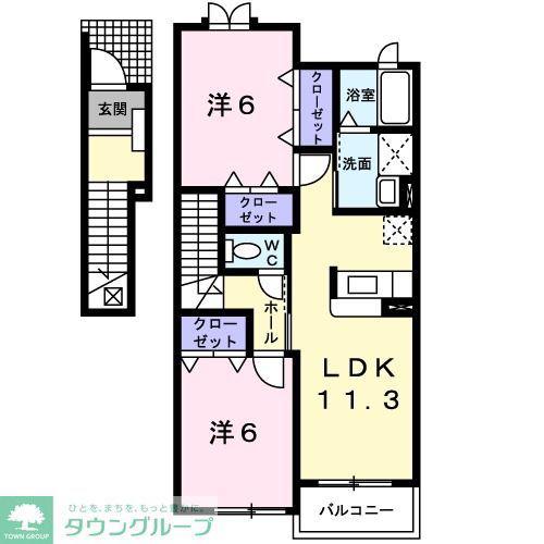 アンソレイエIII(2LDK/2階)の間取り写真