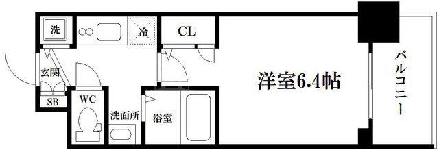 プレミアムコート大正フロント(1K/4階)の間取り写真