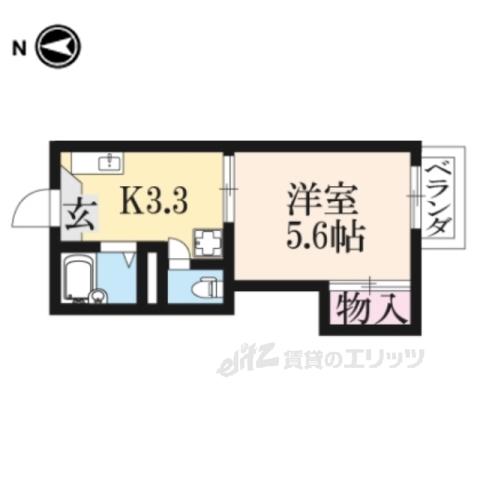フレグランス竹田(1K/2階)の間取り写真