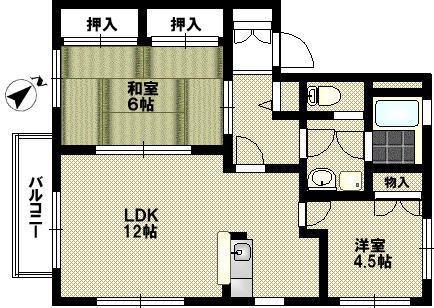 ディアス岸根が丘B棟(2LDK/1階)の間取り写真