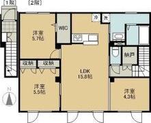 ハーベスト月寒西A棟(3LDK/2階)の間取り写真