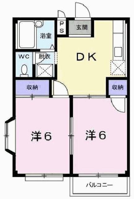 エスポワール住吉(2DK/2階)の間取り写真