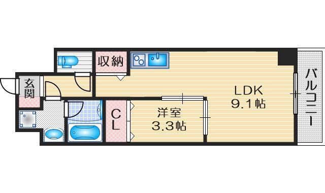 ルミネソレイユ江坂(1LDK/5階)の間取り写真