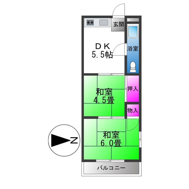 長吉コーポ(2DK/4階)の間取り写真
