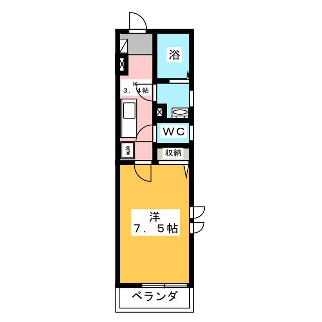 光コートI(1K/1階)の間取り写真