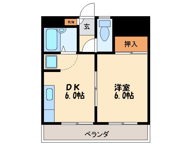 大寿ビル(1DK/9階)の間取り写真