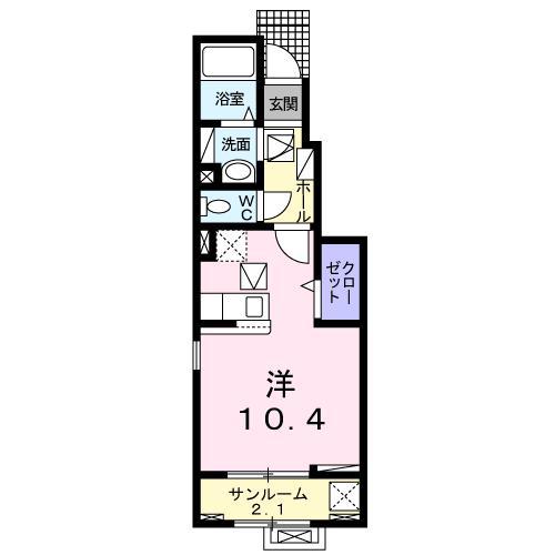 クエストKT(ワンルーム/1階)の間取り写真
