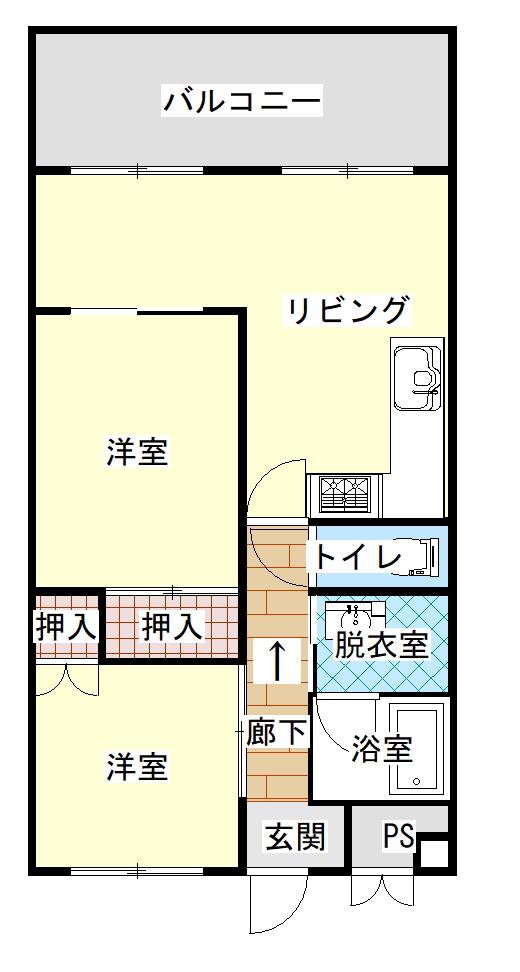 森ハイツ(2LDK/8階)の間取り写真