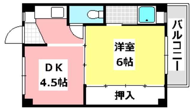 ビレッジハウス茨木(1DK/1階)の間取り写真