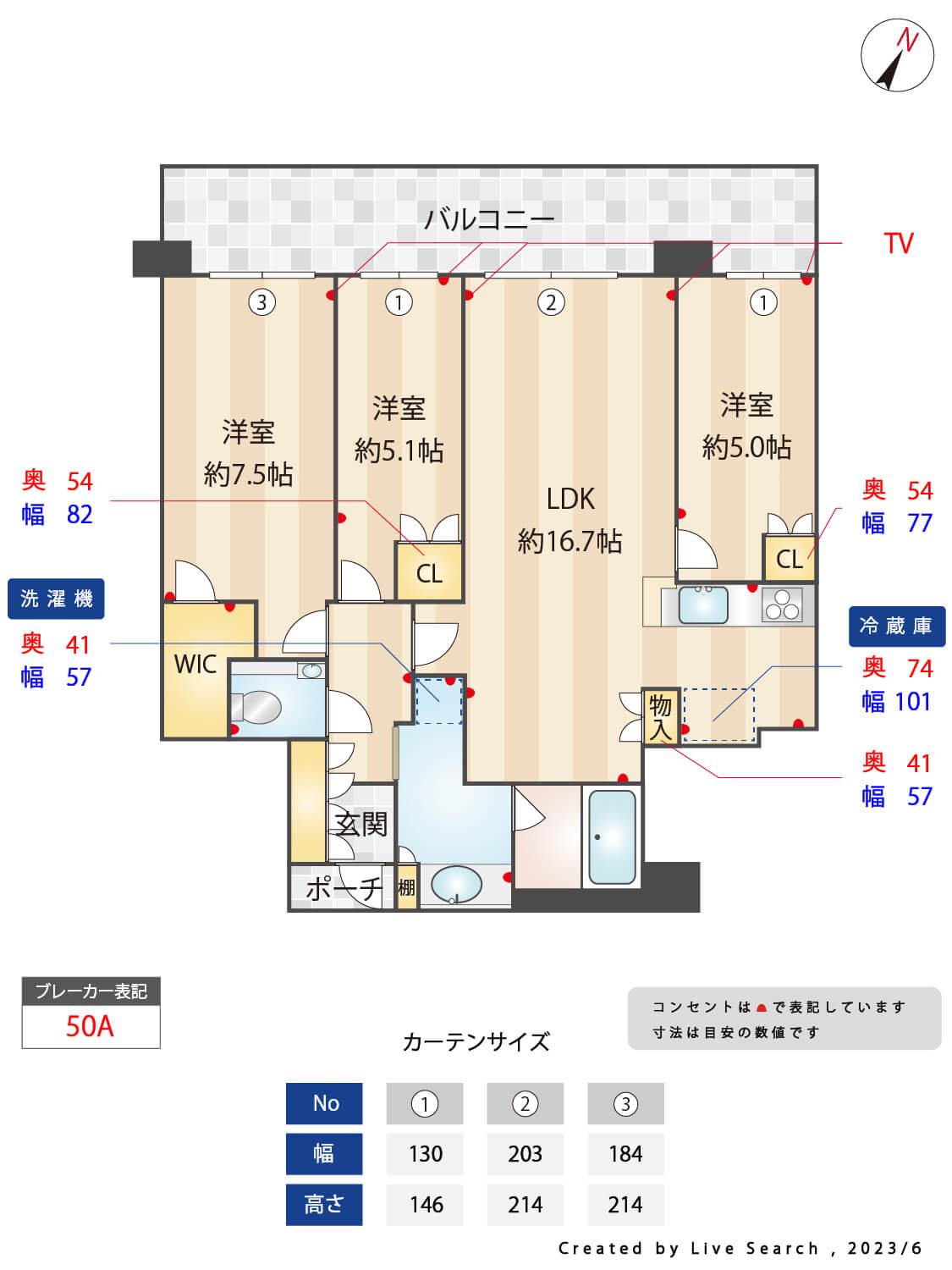 ザ・パークハウス中之島タワー(3LDK/36階)の間取り写真