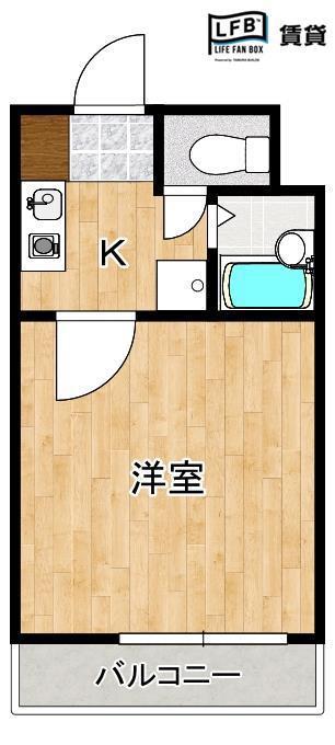 セントラルマンション(1K/9階)の間取り写真