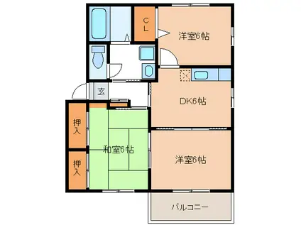 メゾン桃山C(3DK/2階)の間取り写真