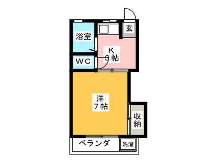 ファミール西所沢(1K/2階)の間取り写真