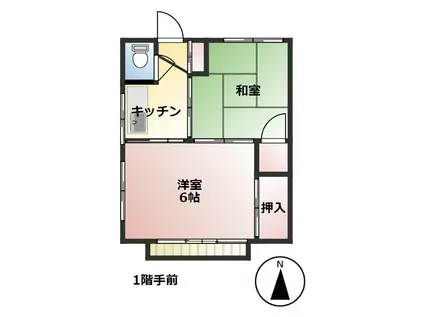 高藤荘(2K/1階)の間取り写真