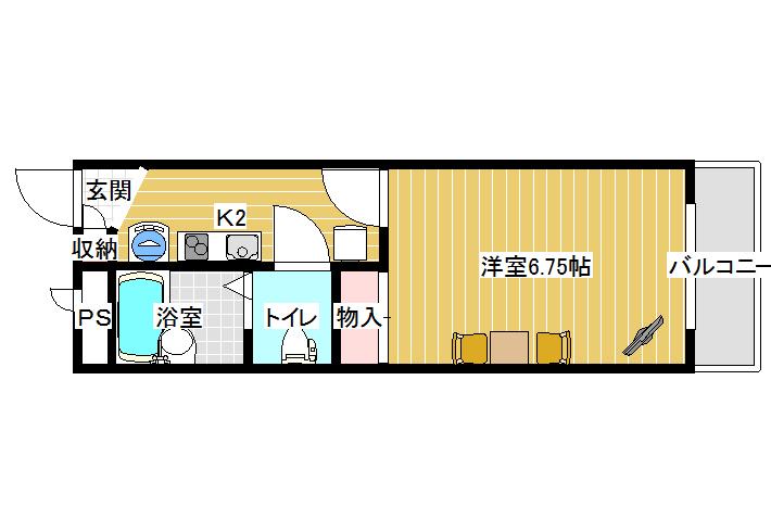 レオパレス本町(1K/1階)の間取り写真