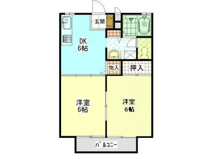 サンライフ中川A・B(2DK/1階)の間取り写真