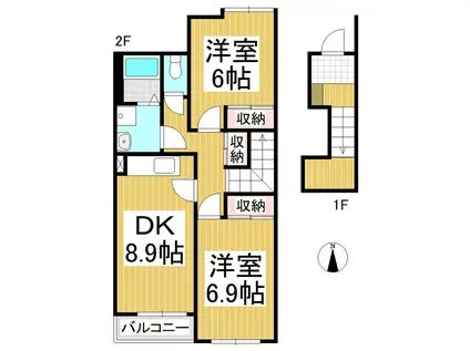 エル・ガーデン(2DK/2階)の間取り写真