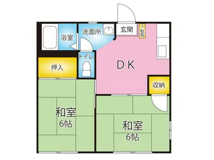 パールハイツ B棟(2DK/1階)の間取り写真